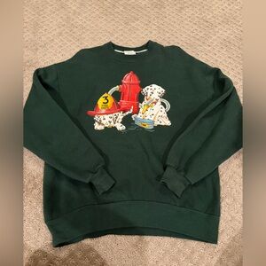 Green Sweatshirt with Dalmatian Print